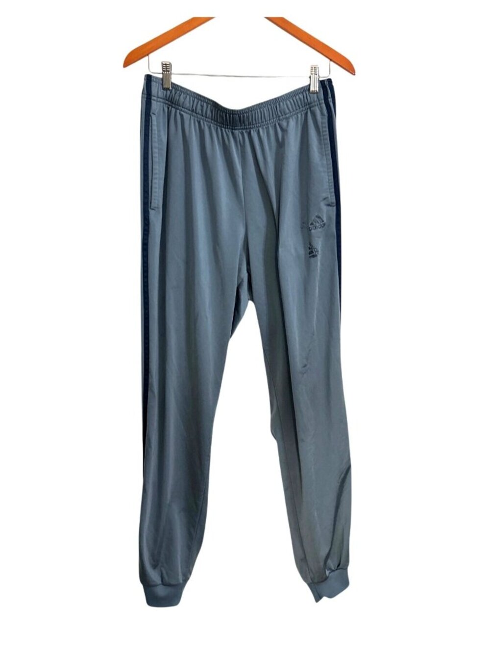 Adidas Mens Gray Track Pants XL Polyester Spandex Elastic Waistband Joggers